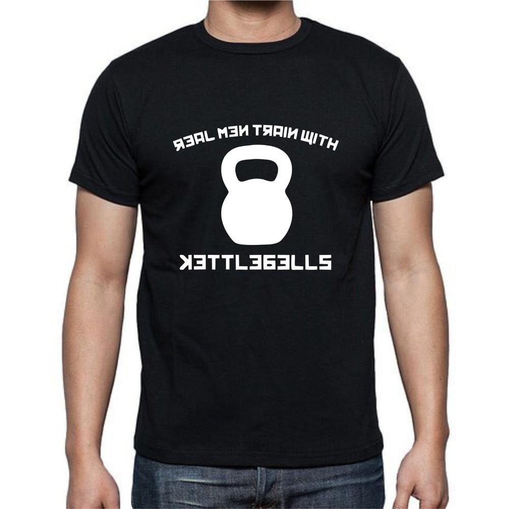 

Real Men Train With Kettlebells Lift Weights T shirt tee S