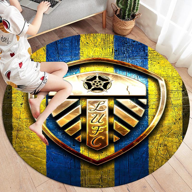 Alfombra Redonda del Leeds United Football Club, Alfombra para Sala de Estar, Dormitorio, Sofá, Sala de Juegos Decoración, Felpudo Antideslizante