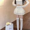 Plus Size Fluffy Layered Pleated High Waist A-line Skirt Pants for Women, Spring/Summer Trendy