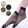 10 Pairs Women Summer Socks Dot Print See-through Mesh Ultra Thin Elastic Sweat Absorption Anti-slip Contrast Color Lady Mid Tube Socks Footwear