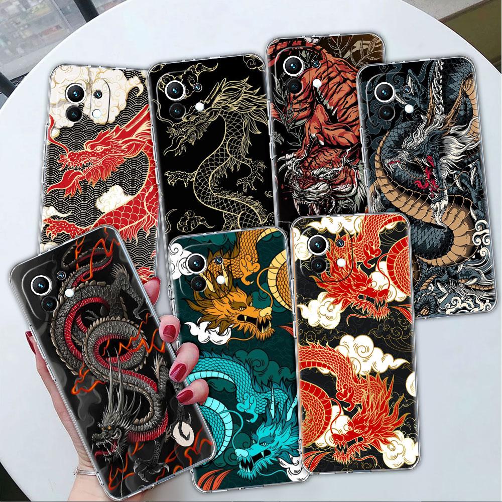 

Прозрачный чехол для Xiaomi Mi Poco X3 NFC M3 Pro F3 F1 11 Lite 12 Note 10 11T 9T, прозрачный чехол для телефона, модный винтажный дракон Xiaomi Poco F3