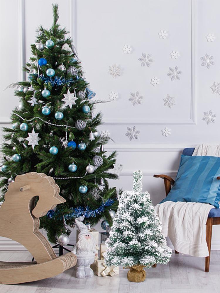 Mini Christmas Tree 17.7in High Lifelike Vivid Colors Snow Flocked Table Christmas Tree