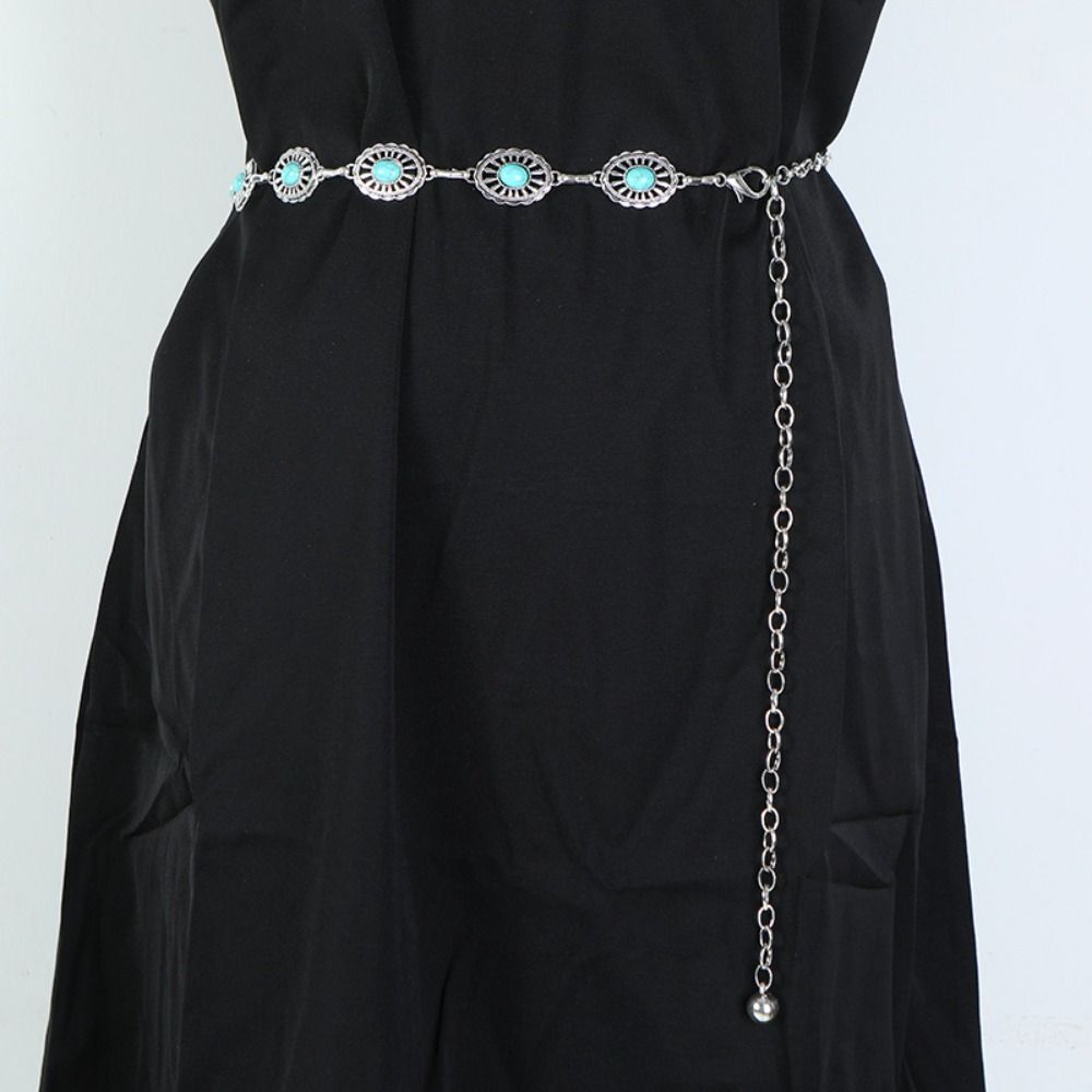 Minority Design Western Country Waist Chain Metal Women's Body Jewelry Turquoise Waist Chain  Girls