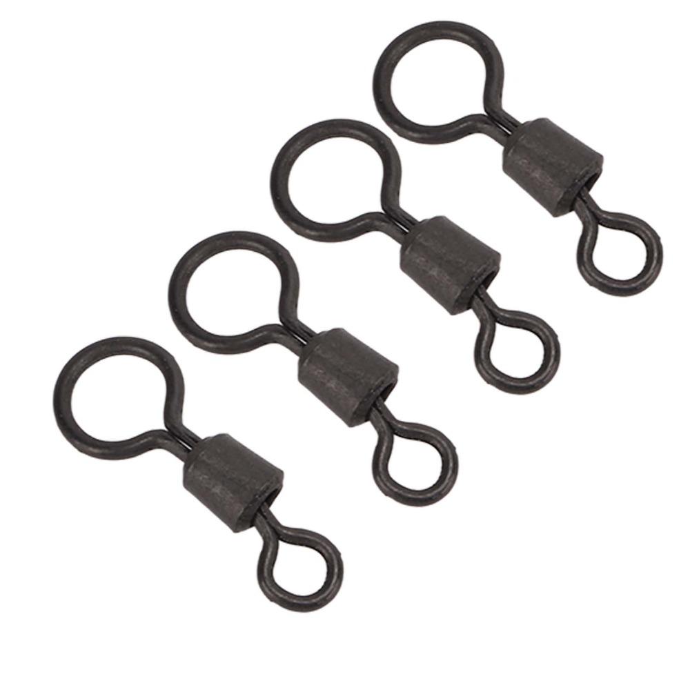50 PCS High Tensile Strength Fishing Barrel Swivels Copper Mini Fishing Rolling Swivels 17mm Black Carp Fishing Swivels Streams
