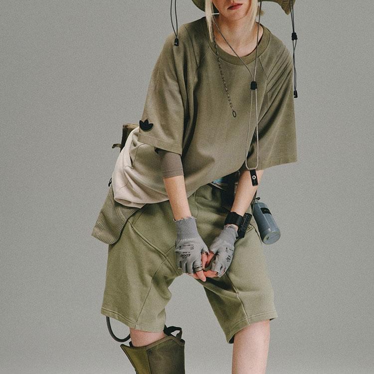 Adidas Originals X Hamcus Kolaborace SS23 Gradientní Kulatý Výstřih Krátký Rukáv Spuštěná Ramena Unisex Trička Mika-Růžová HY4193