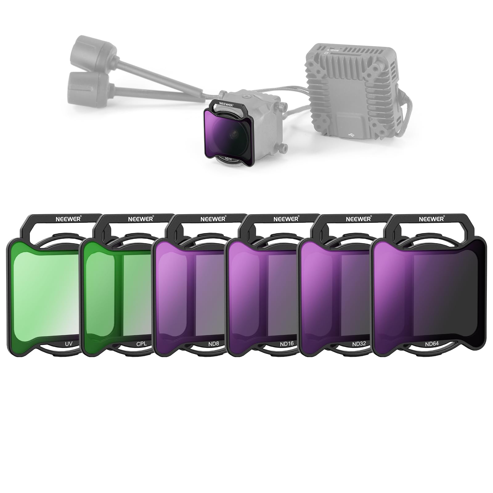 

Neewer ND Filter Set Compatible with O4 Air Unit HD Optical Drone Neutral Density Circular Lens Accessory for FPV DIY Drone (6 Pieces) Pro, Snap-On,