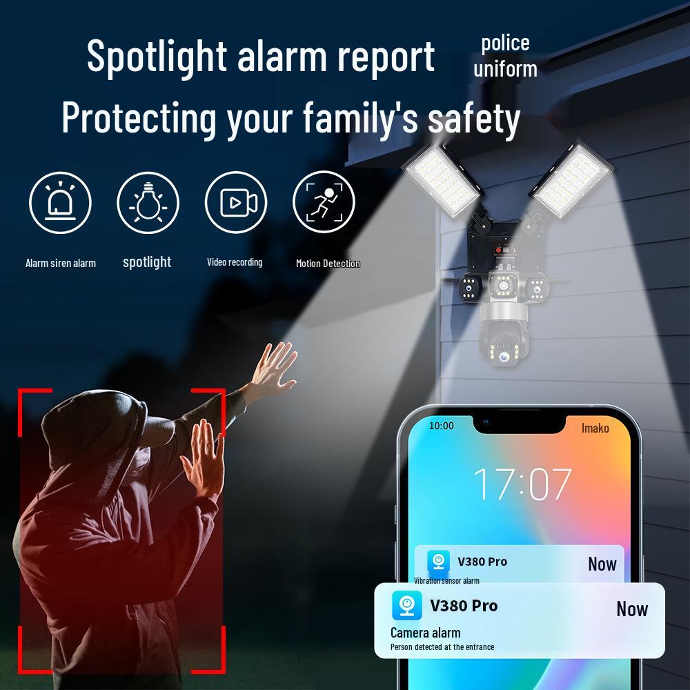 V380 LED Solar Street Light with Outdoor Waterproof WiFi & 4G Monitoring Camera