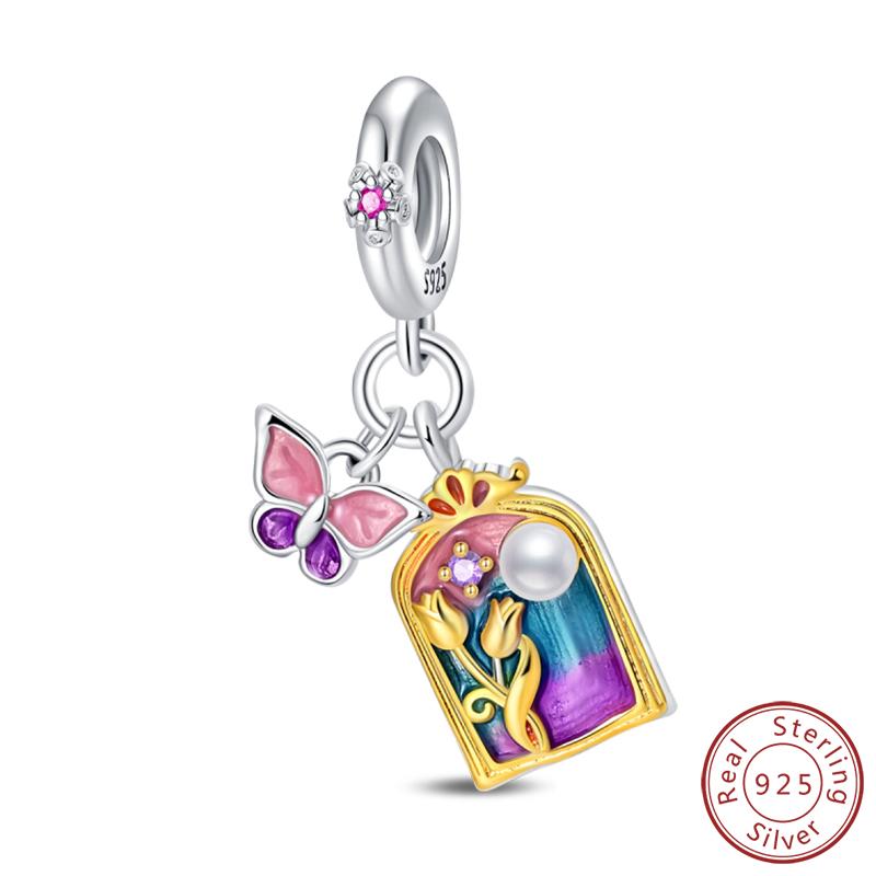 Elegant S925 Silver Butterfly & Dragonfly Multicolor Charms Beads Pendant 3mm DIY Fine Jewelry Making Accessories Gifts