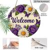 2D Flat 1pc, 8x8 In Printed Artwork, Welcome Wreath Butterfly Round Aluminum Metal Sign, Wall Home Room Farmhouse Home Street, Shop, Garage, Farm