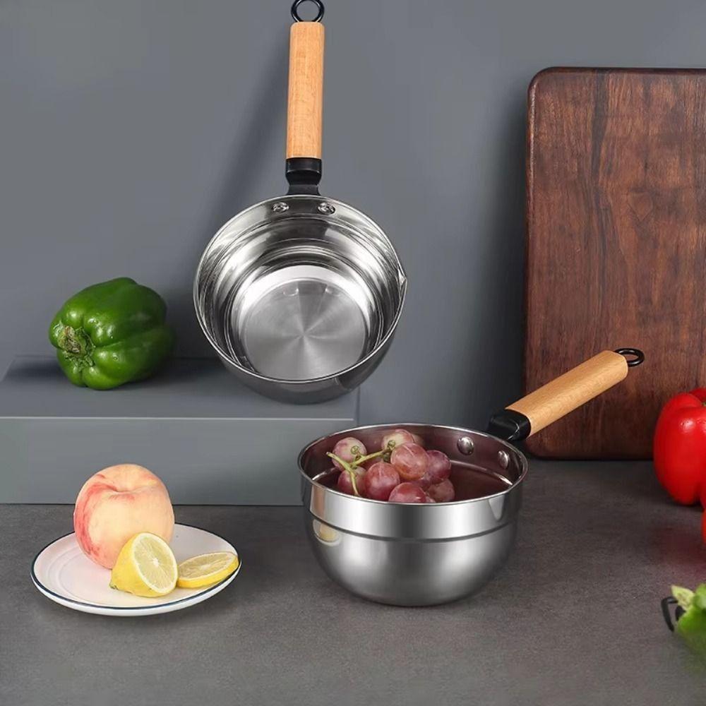 Multipurpose Water Scoops Wooden Handle Water Spoon Small Saucepan Soup Ladle  Kitchen Cooking
