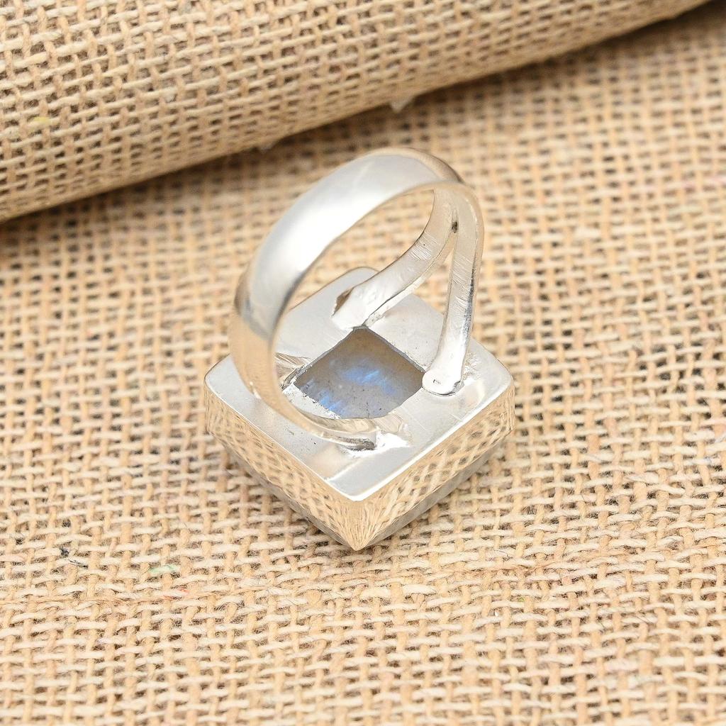 Rainbow Moonstone Gemstone Handmade 925 Sterling Silver Ring Jewelry For Women