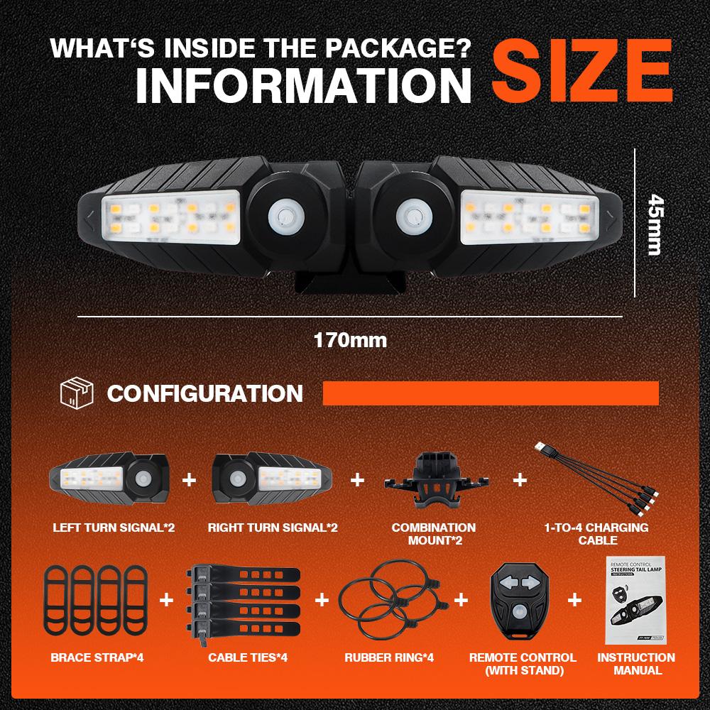 1/ 2Sets Bicycle Remote Control Taillight Projection Riding Light USB Bike Light Wireless Night Light Turn Signal Safety Lamp