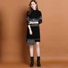 Slim Sweater Dress for Women In Winter Thickened and Warm Half Turtleneck Pullover Solid Color Casual Mid-length Knitted Sweater