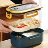 1200ML 2 Layer Bento Lunch Box With Spoon Fork, Kid High Capacity Microwae Food Containers Portable Leakproof Office Camping