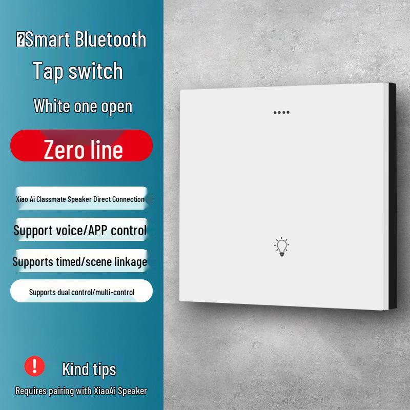 Bluetooth Mesh Smart Switch with Xiaoai Tongxue Dual Control, Single Zero Fire Four-Way Compatible with Mijia Panel.