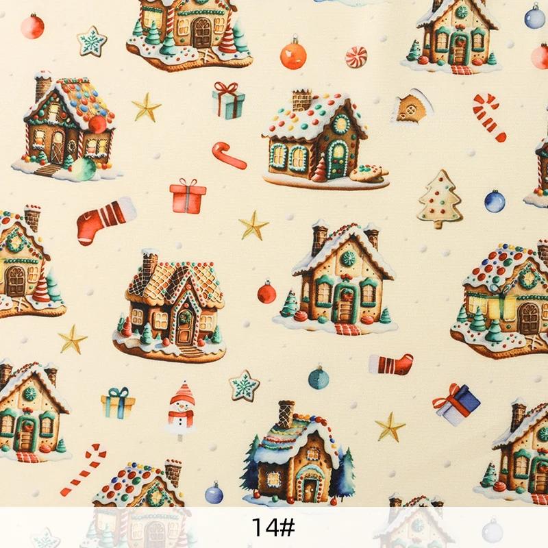 0.5m/1m/5m Gingerbread Man Print Christmas Style Fabric For Sewing Tablecloths Sofa Pillowcase Christmas Decoration DIY Fabrics