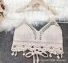 Summer new careful machine sexy backless seaside vacation neck knitted short outerwear top sling vest