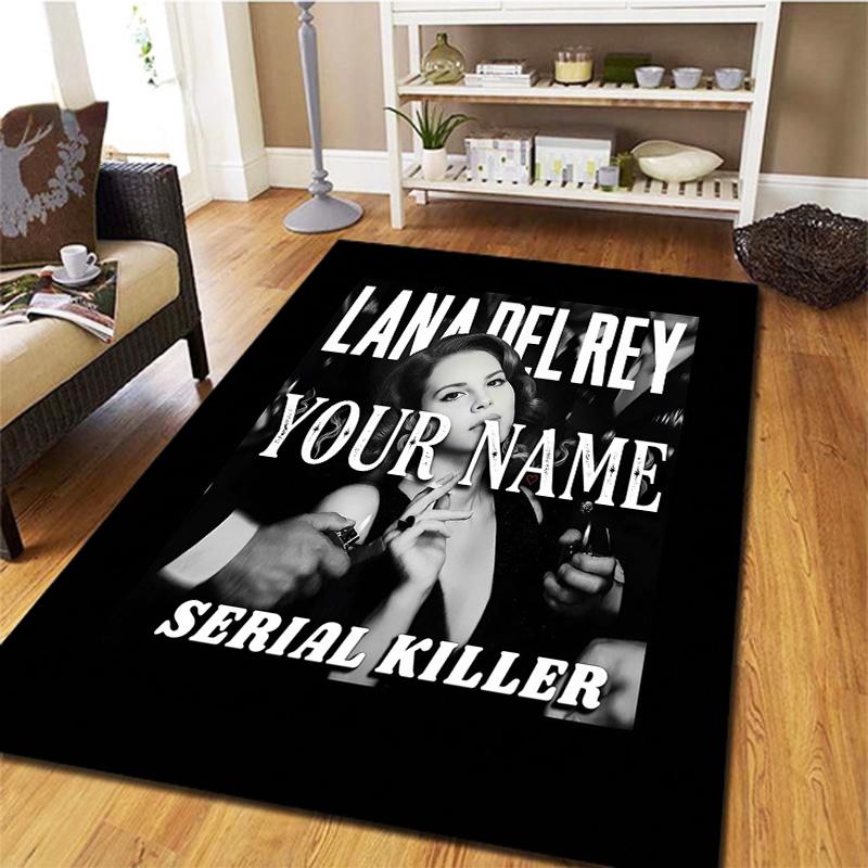 Lana Del Rey Fan Art Benutzerdefinierter Namens Teppich für Wohnzimmer Schlafzimmer Haus Sofa Dekoration Kinder Spiel Rutschfeste Fußmatte