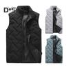 Men Vest Coat Stand Collar Sleeveless Zipper Closure Winter Vest Outwear with Pockets Solid Color Thickened Padding Cotton Coat