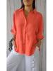 2024 Summer Women's Cotton Linen Breathable Tie-Back Shirt - Transparent Sun Protection Top