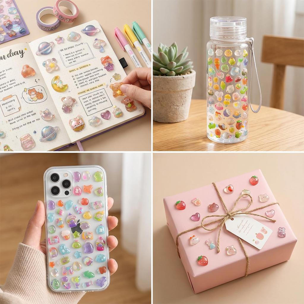Yaunejea 3D 3D Reward Stickers with Luminous Pack of Decorative 3D Luminous Stickers for DIY Cute Luminous Great for Home Cell Phone Craft Gifts