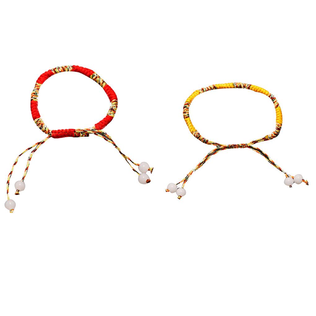 Women Braided Bracelet Adjustable Lucky Woven Rope Bead Handmade Knitted Ethnic Style Hand Chain for Wristband