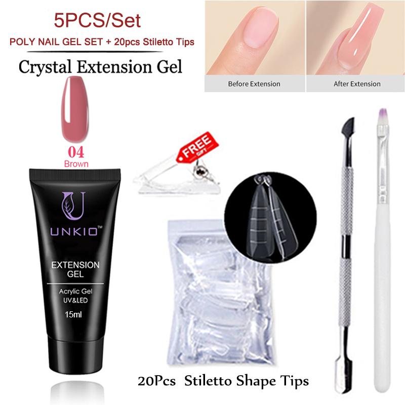 

UNKIO Poly Nail Get Set UV LED Быстрое наращивание шпильки Двойная форма Строительный гель для ногтей Маникюрный набор Гель-лак Мини-набор