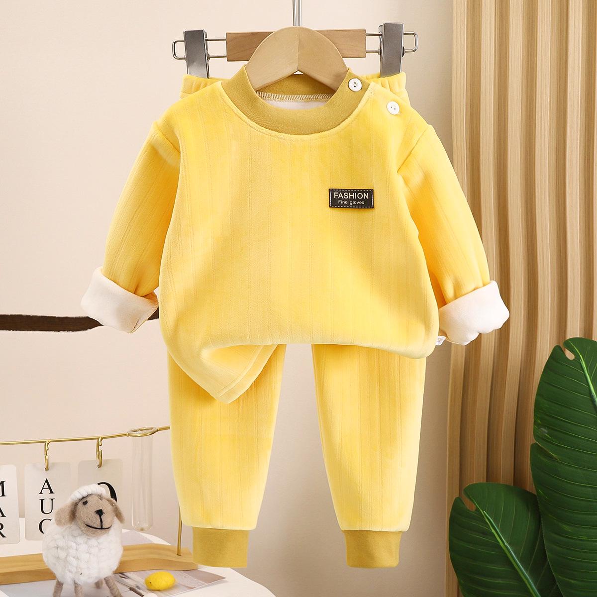 

Children s Fleece-Lined Thermal Underwear Set: Girls and Boys Long-Sleeved Pajamas for Autumn and Winter 80 cm
