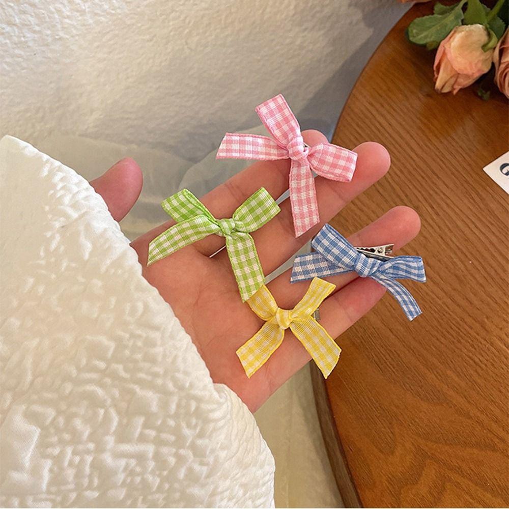 Mini Plaid Bow Children's Hair Clip Bowknot Hairpin Korean Style Headwear Female Hair Accessories