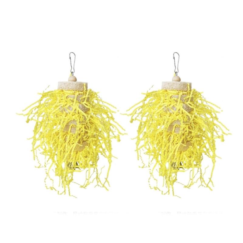 2pack Bird Play String Luffa Loofah Pet Toy Parrots Biting Pet Bird Enrichment for Cage Entertainment Bird Accessory жёлтый