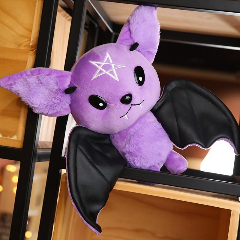 25Cm Demon Bat Halloween Plush Toys Four-Color Dark Series Bats Cartoon Soft Model For Boys Or Girls Christmas Halloween Gifts