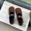 Women's Felt  Shoes Square Toe Ballet Flats for Female New Fashion Buckle Strap Ladies Shoes Spring Autumn