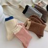 Color-Blocking Double-Needle Merino Wool Socks New Women'S Socks Thickened Warm Mid-Leg Socks Cold-Proof Socks