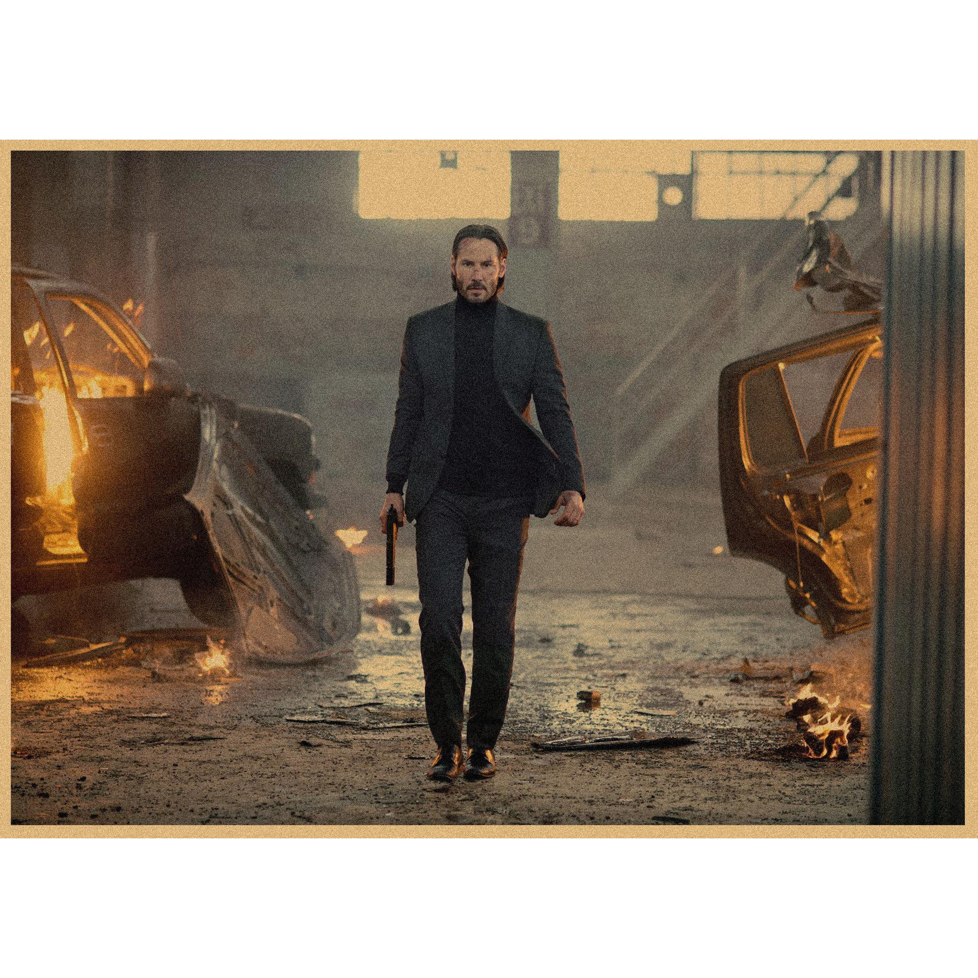 

Retro John Wick Speed Chase Movie Poster - Keanu Reeves Wall Decor 42X29.7cm (A3 size)