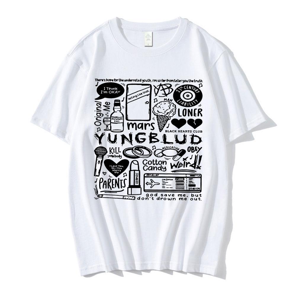 Tričko s potiskem Yungblud Unisex WoUnisex Oversize Tričko s krátkým rukávem Tričko s krátkým rukávem Hip-hopové tričko Grafika Unisex trička Streetwear