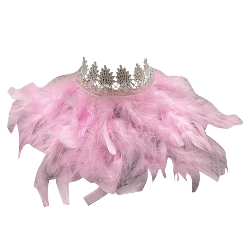 Colorful Real Feather Shawl Great for Halloween Cosplay Evening Party for Ladies Photography Capelet Adjustable Size
