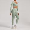 Seamless Yoga Set Long Sleeve Fitness Wear With Moisture Wicking For Women Outdoor Running