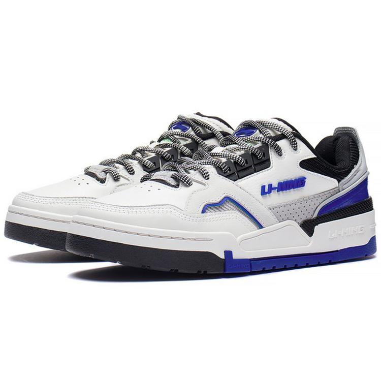 New LiNing 001 BTC SP Slip Resistant Cushioning Wear Resistant Low Top Skateboard Shoes Men's White Blue AZGS091-1
