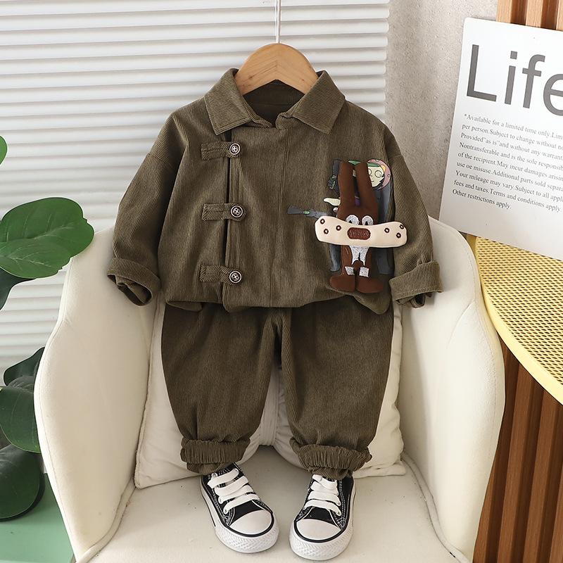 Spring And Autumn 0-4 Year Old Cartoon Three-dimensional Rabbit Corduroy Set