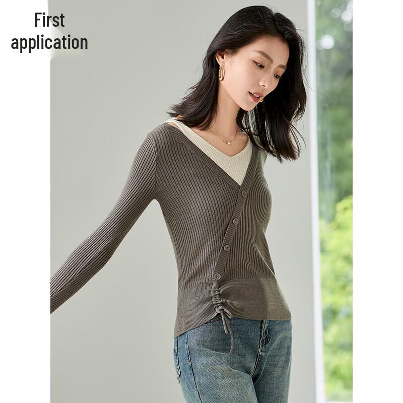 Women's Color-Block Faux Two-Piece Knit Sweater