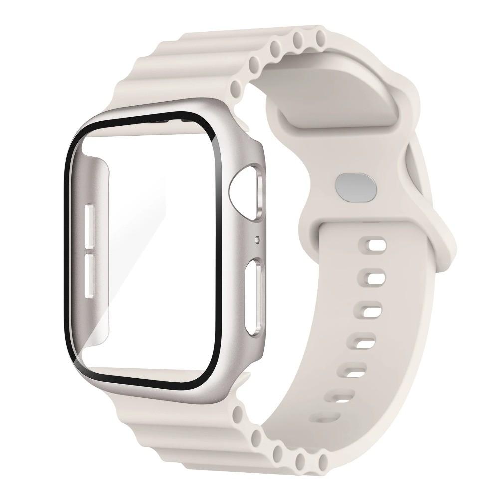 Glass Case+Silicone Band For Apple Watch 38mm 42mm 40mm 44mm 41mm 45mm 46mm Strap For iwatch 11 10 9 8 7 6 5 4 3 2 1 SE Bracelet