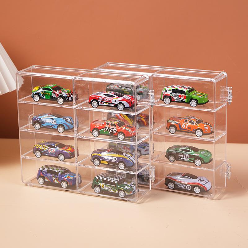Transparent 4-Layer 8-Grid Toy Car Model Dustproof Display Case