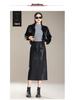Elegant Slimming Mid-Length Lambskin Skirt with Slit for Women - Fashionable High-End Casual Style