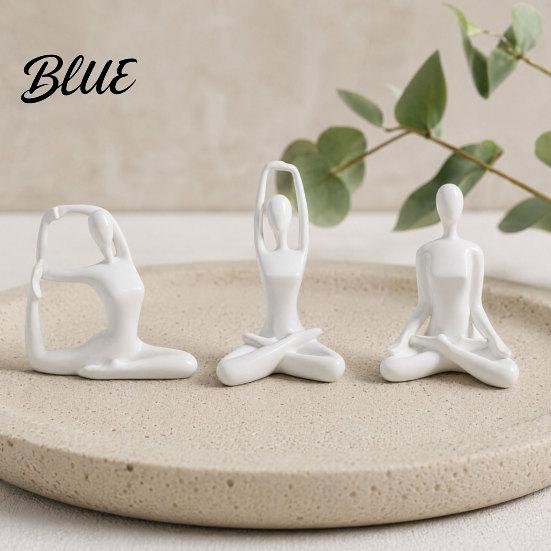 Contemporary Interior Accents 3Pcs Abstract Yoga Figure Sculpture Set Hollow Dancer with Glossy