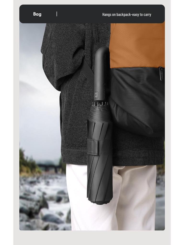 10-Rib Auto Folding Umbrella: Enlarged, Thickened, Portable, with Ring Buckle – for Sun and Rain, Custom Logo Available.