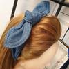 Hairband Headband Knot Ribbon Denim Light Blue Dark Blue Stitch College Student Cotton Hairband Fabric Headband Jkl825