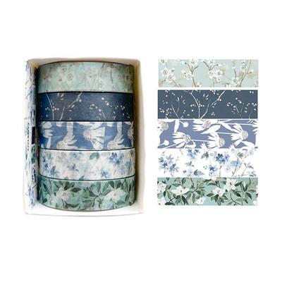 5 Rolls Spring Flower Washi Tape Self-adhesive DIY Wrapping Washi Tape Wrapping Multicolor Artistic Tape Gift Decoration
