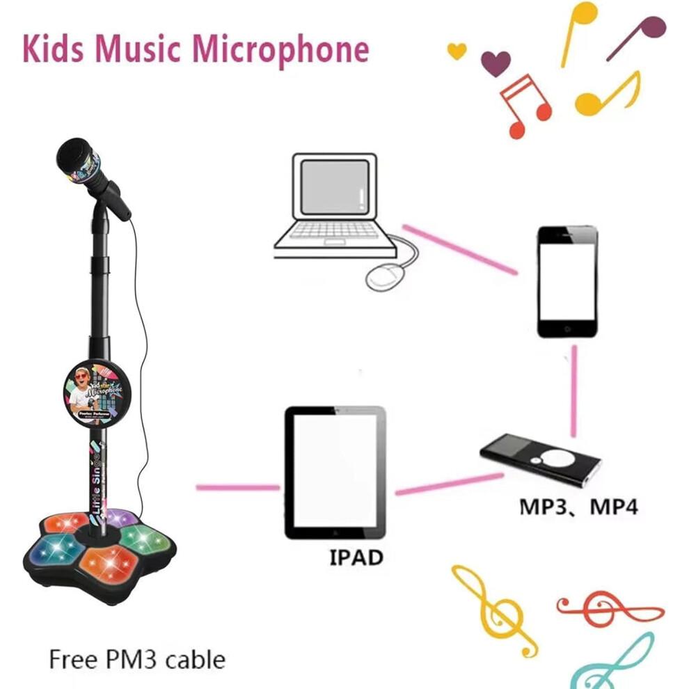 Kids' Microphone & Stand Set with Adjustable Height, Lights, Echo & Speaker