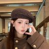 Polyester Women Knitted Beret Hat Spring Summer Girls Vintage Beret Hat  Casual Wear