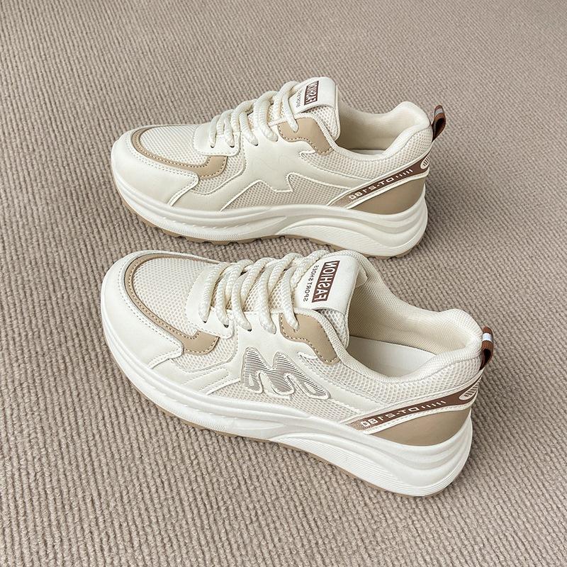 Mesh breathable thick sole shows height 22 spring new casual dad shoes thick sole muffin tide hongjie 35